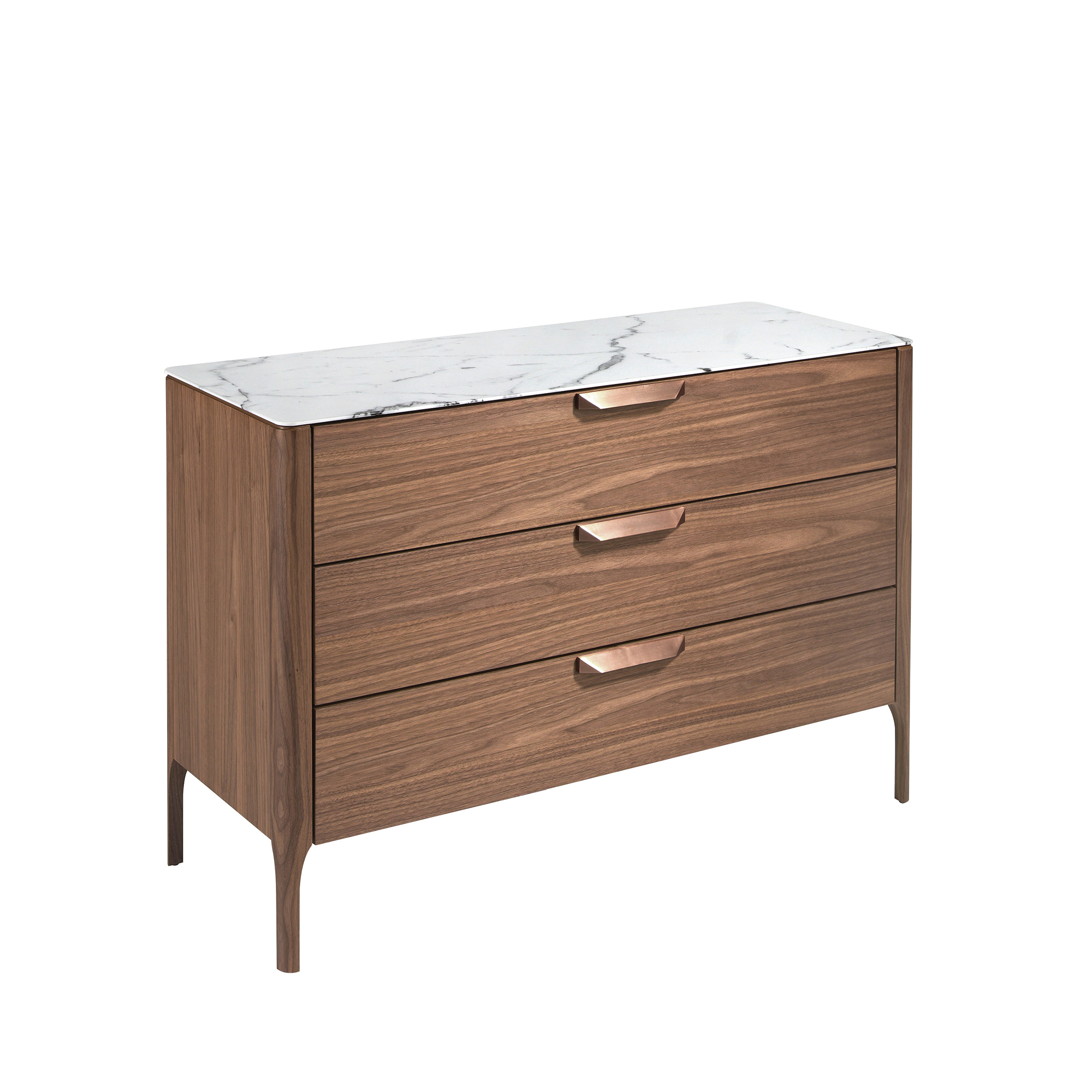 Walnut chest of drawers with marble-effect glass top Walnut chest of drawers with marble-effect glass top