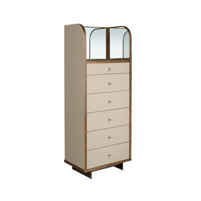 Chifonier piel, nogal y acero pulido con espejo chest of drawers - Angel Cerdá