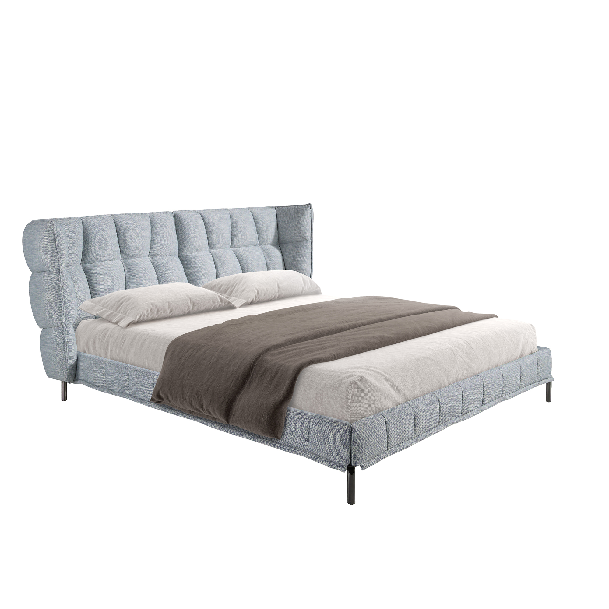 Cama tela color gris azulado claro