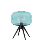 Lámpara sobremesa cristal azul y acero negro