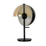 Lámpara sobremesa cristal fumé ámbar y acero negro y blanco con base de acero negro