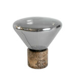 Lámpara sobremesa cristal efecto espejo fumé gris y mármol porcelánico