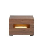 Walnut wood bedside table with interior led lighting