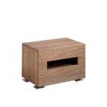 Walnut wood bedside table with interior led lighting