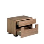 Walnut wood bedside table with interior led lighting