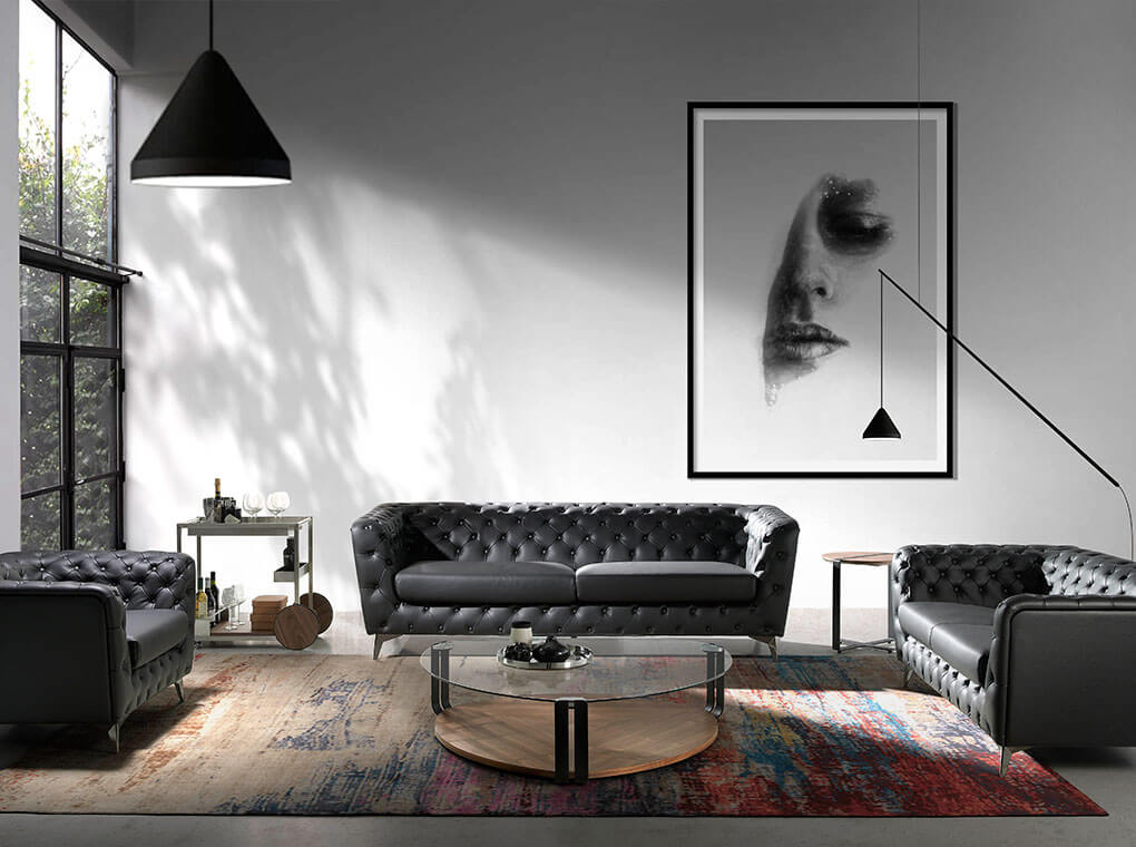Walnut wood and black steel corner table Walnut wood and black steel corner table