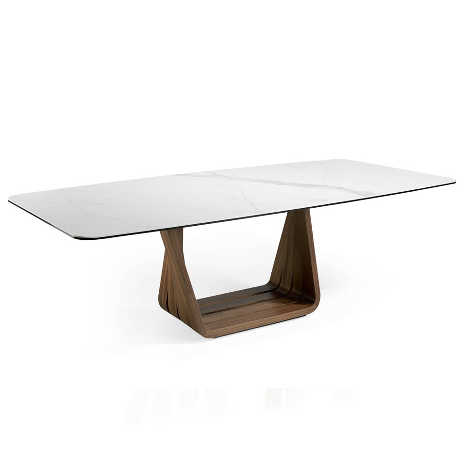 Mesa comedor de porcelánico y madera Nogal Mesa comedor de porcelánico y madera Nogal