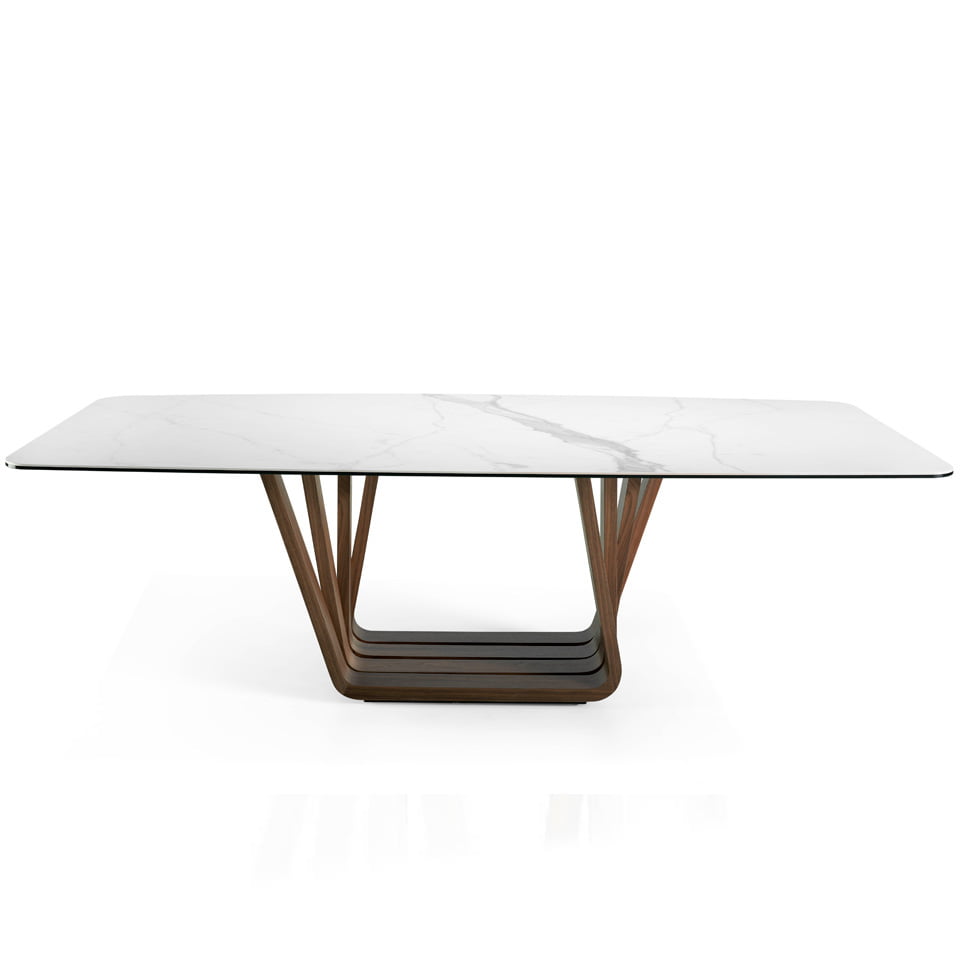 Mesa comedor de porcelánico y madera Nogal Mesa comedor de porcelánico y madera Nogal