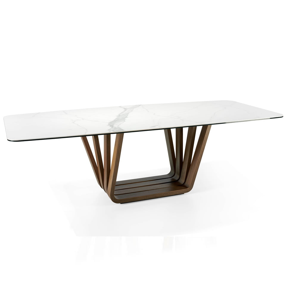 Porcelain and Walnut wood dining table