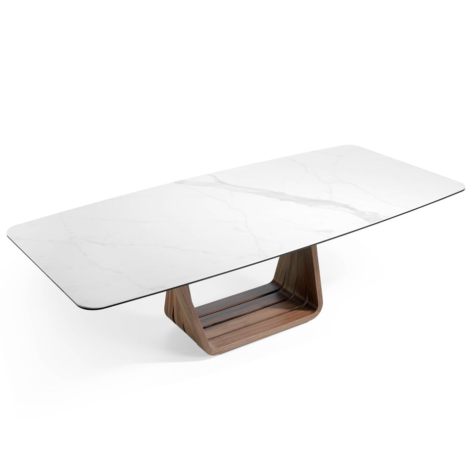 Mesa comedor de porcelánico y madera Nogal Mesa comedor de porcelánico y madera Nogal