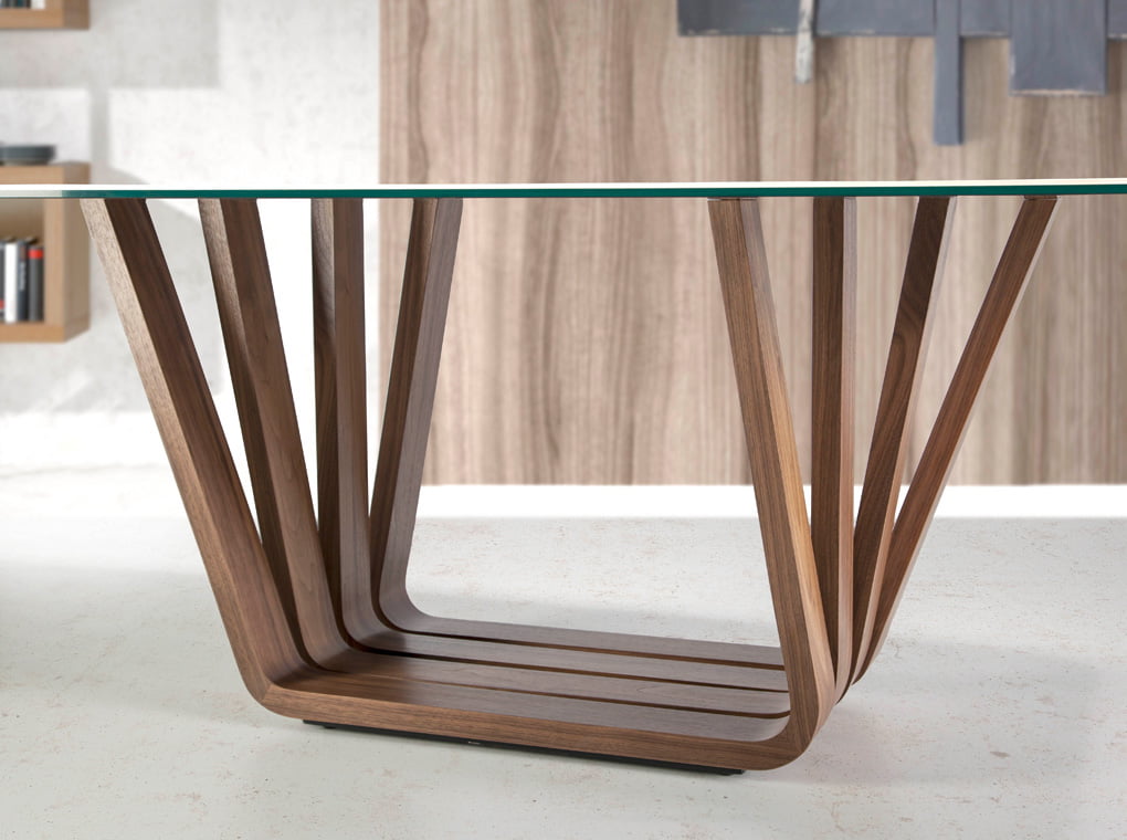 Mesa comedor de porcelánico y madera Nogal Mesa comedor de porcelánico y madera Nogal