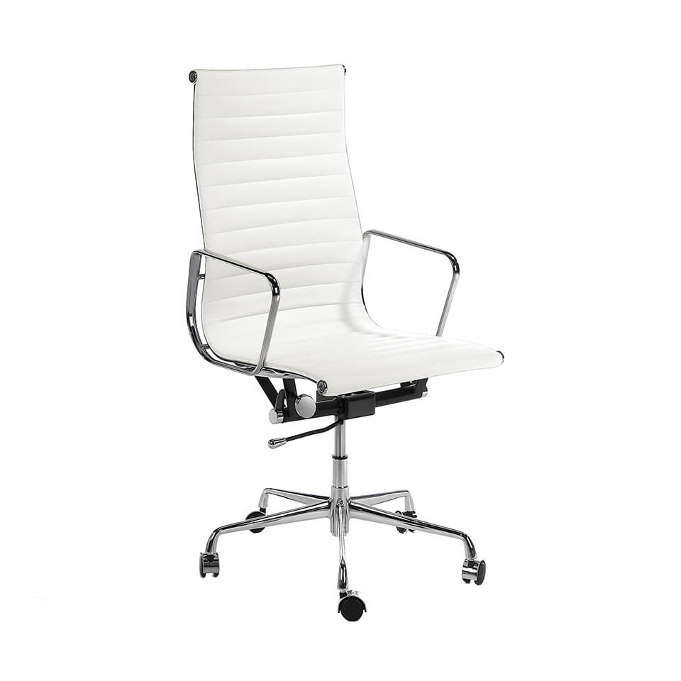 Office armchair upholstered in white leatherette Office armchair upholstered in white leatherette