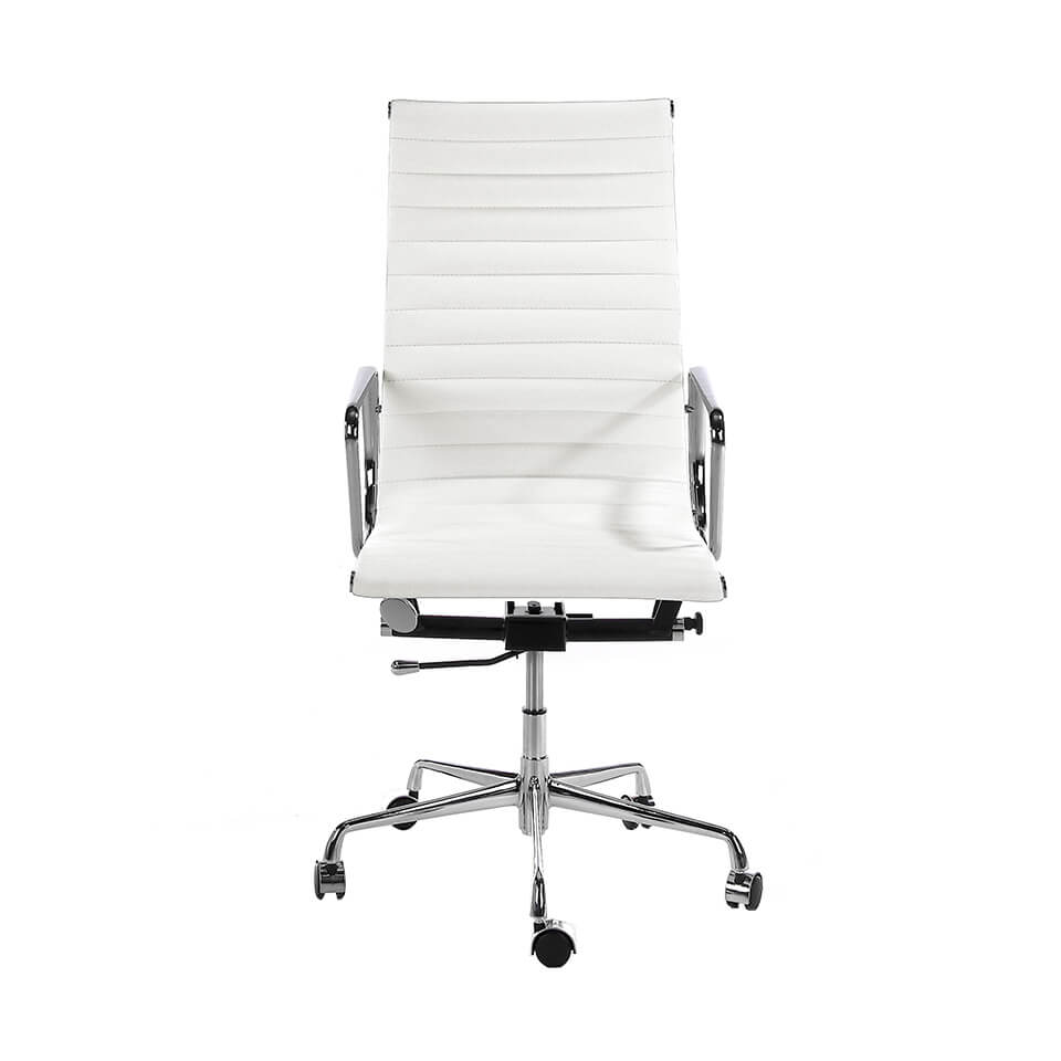 Office armchair upholstered in white leatherette Office armchair upholstered in white leatherette