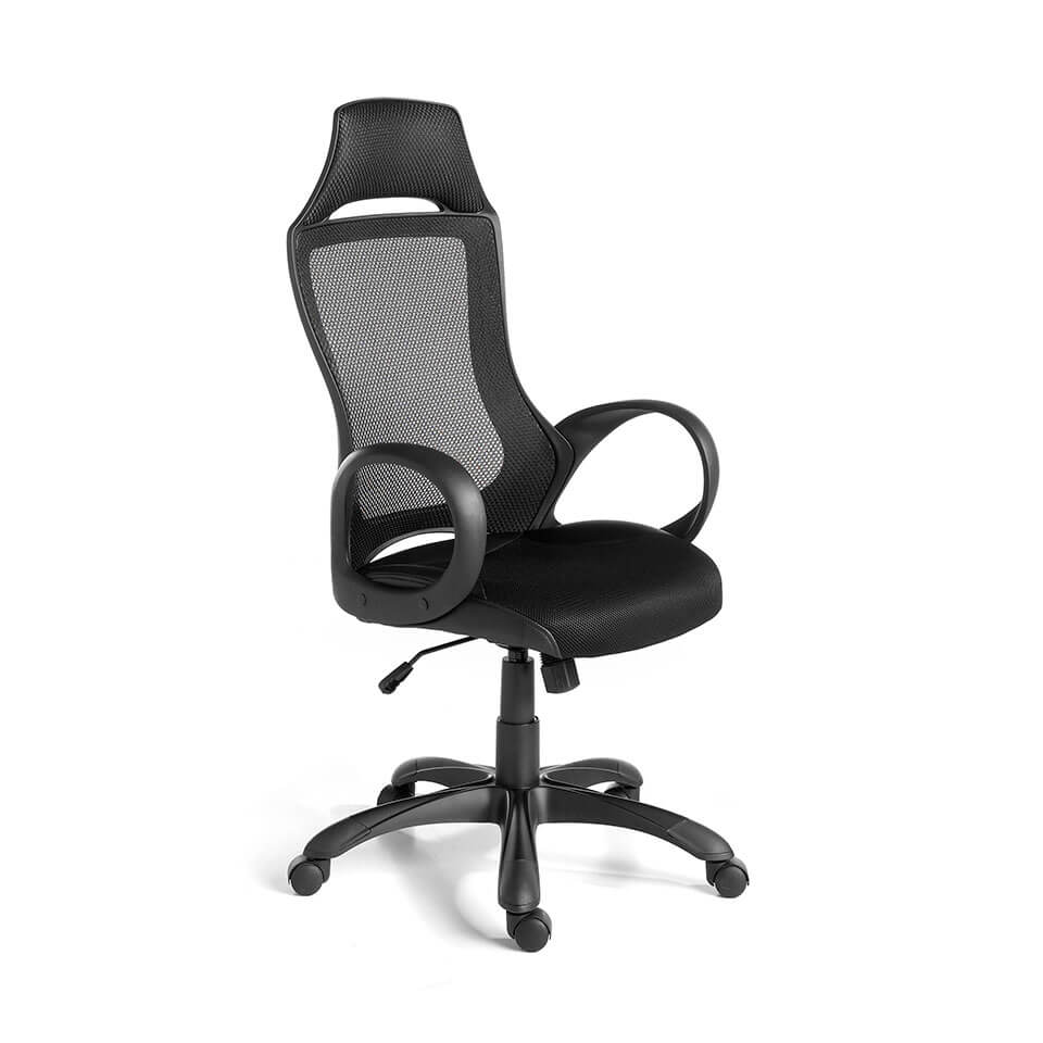 Chaise de bureau pivotante noire avec accoudoirs