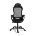 Chaise de bureau pivotante noire avec accoudoirs