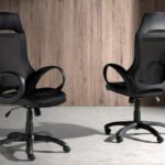 Black swivel office chair with armrests