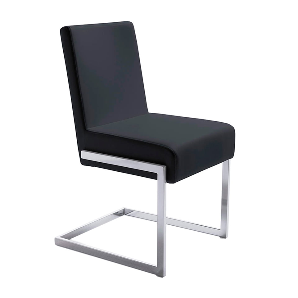 Chair upholstered in leatherette with chromed steel...