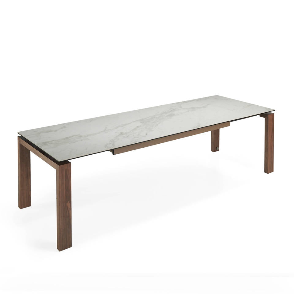 Extendable dining table with porcelain marble tops Extendable dining table with porcelain marble tops