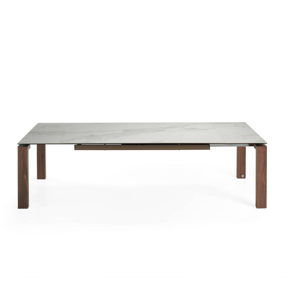 Extendable dining table with porcelain marble tops Extendable dining table with porcelain marble tops
