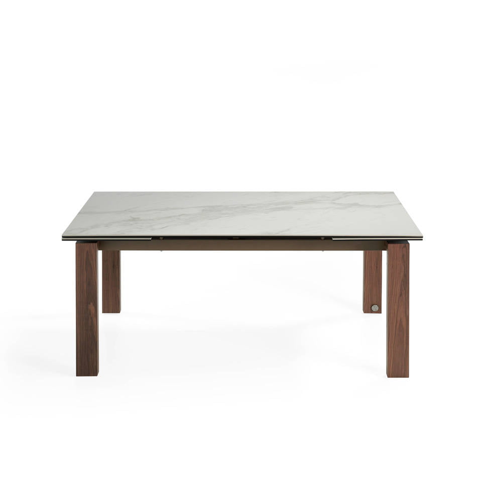 Extendable dining table with porcelain marble tops Extendable dining table with porcelain marble tops