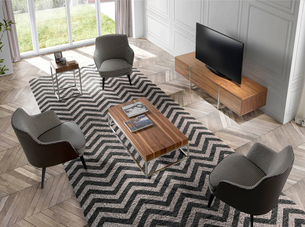 Coffee table with chromed steel structure and Mdf cover Coffee table with chromed steel structure and Mdf cover