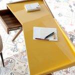 Oak wood office desk and Sulfur lacquered top
