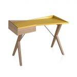 Oak wood office desk and Sulfur lacquered top