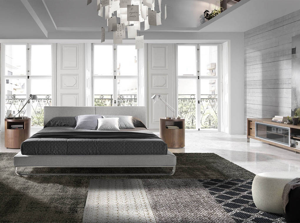 Upholstered bed with solid stainless steel frame Upholstered bed with solid stainless steel frame