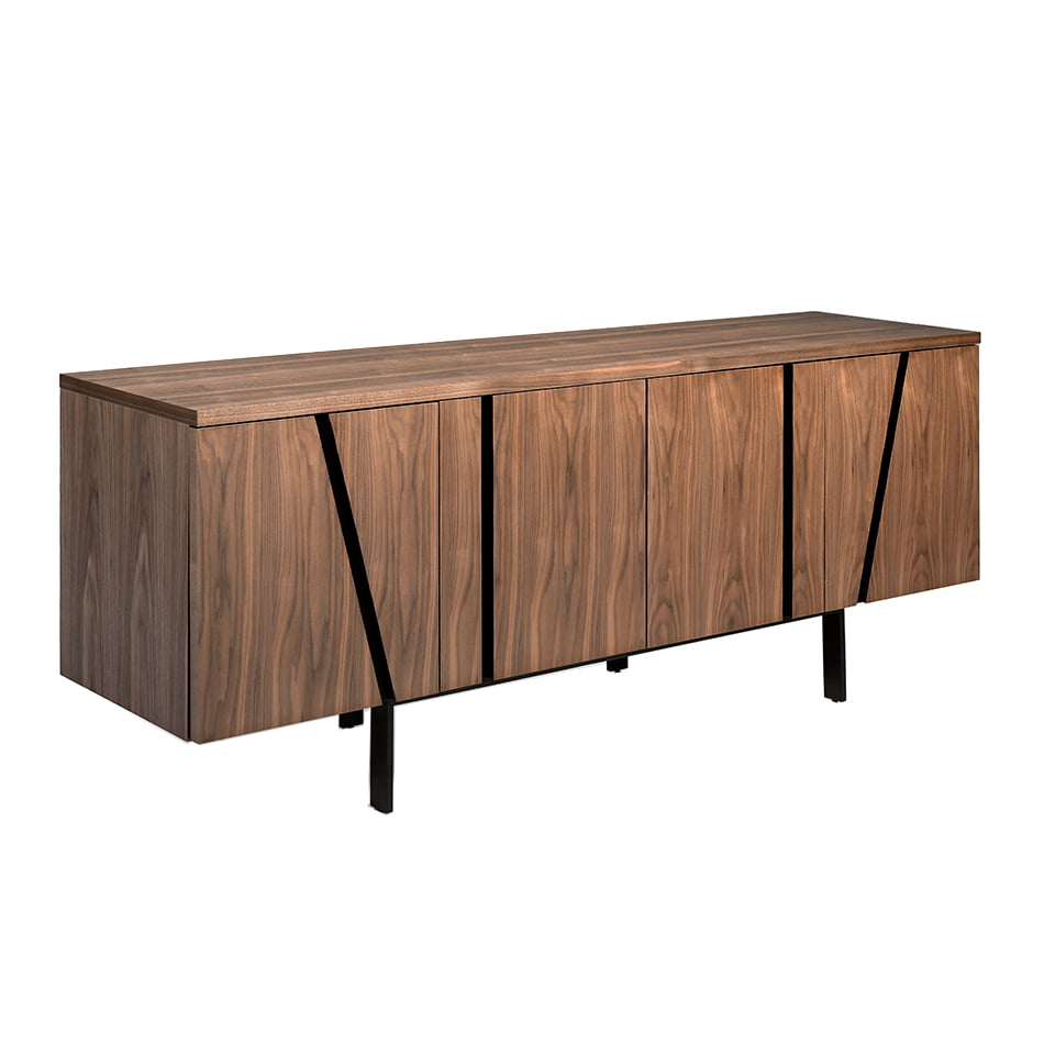 Walnut wood and black steel sideboard