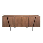 Walnut wood and black steel sideboard