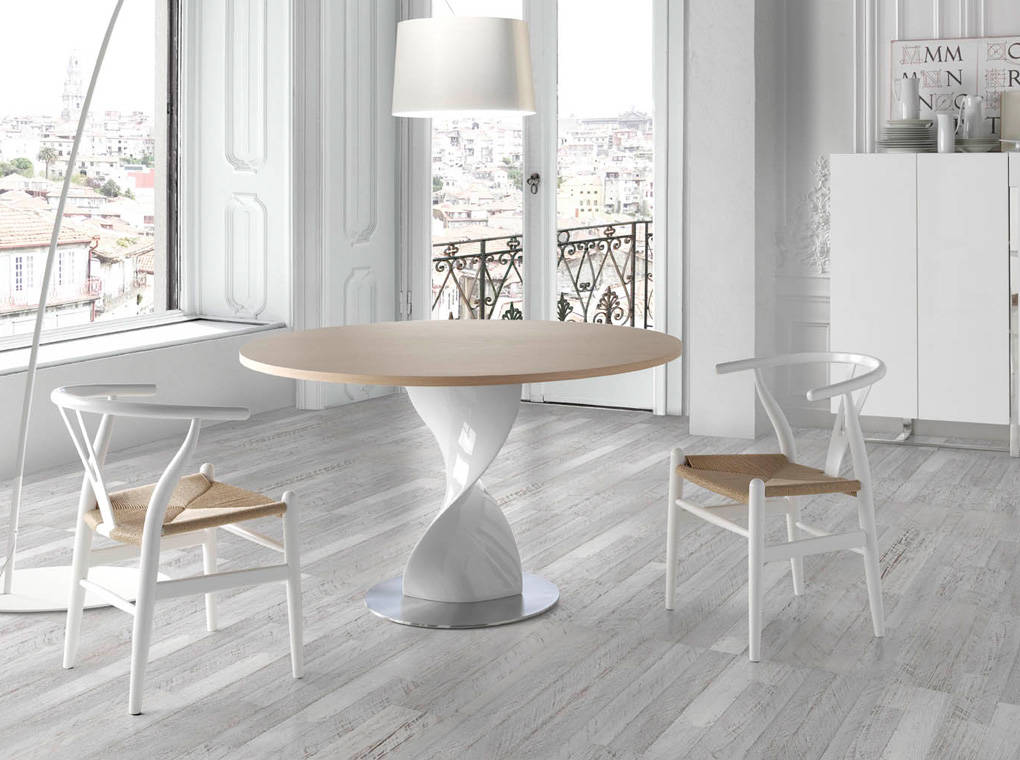 Dining table with fiberglass base and Oak top Dining table with fiberglass base and Oak top