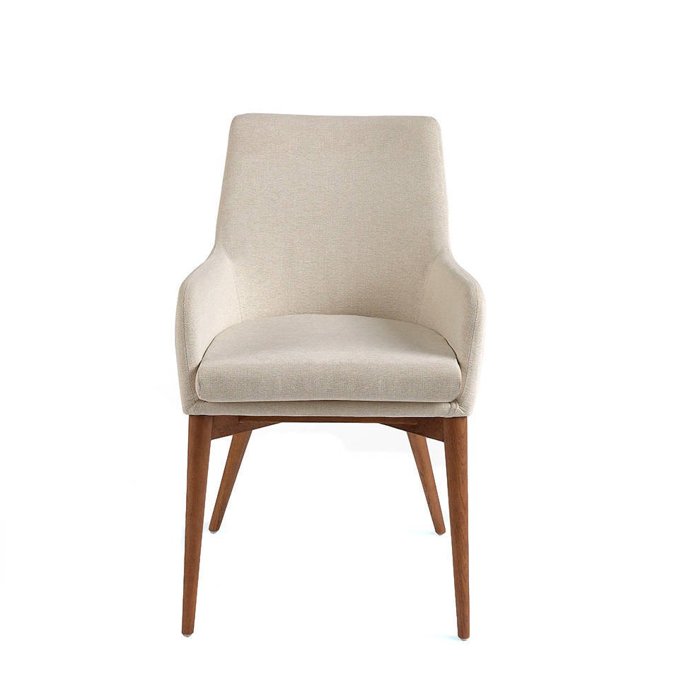 Chair upholstered in fabric with structure in Walnut color