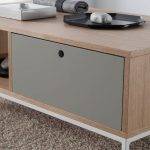 Rectangular coffee table oak and white steel