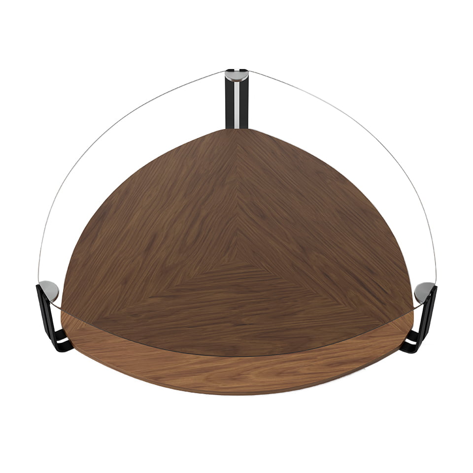 Coffee table in walnut veneer with top in tempered glass Coffee table in walnut veneer with top in tempered glass