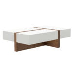 White wooden coffee table with drawers and Walnut wood