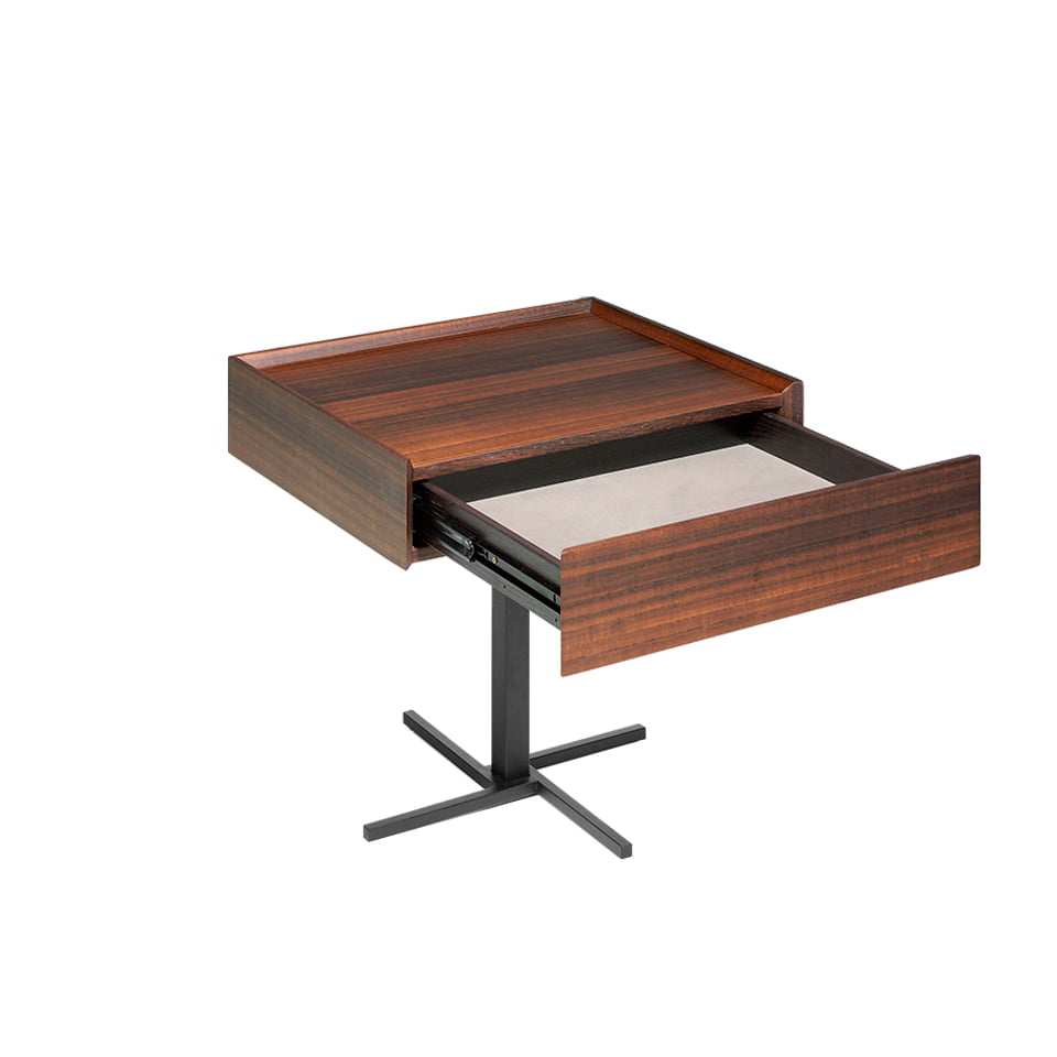 Bedside table made of walnut veneered wood with front drawer Bedside table made of walnut veneered wood with front drawer