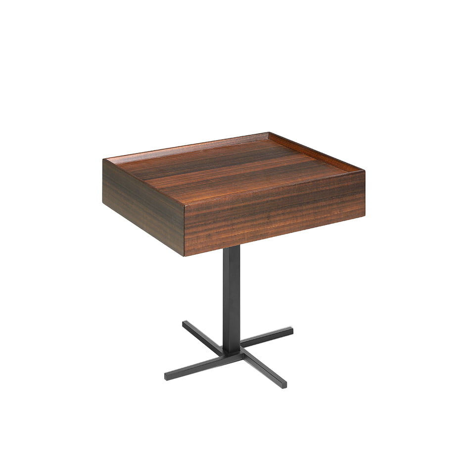 Bedside table made of walnut veneered wood with front drawer Bedside table made of walnut veneered wood with front drawer