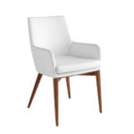 Chair upholstered in leatherette with Walnut colored wooden structure