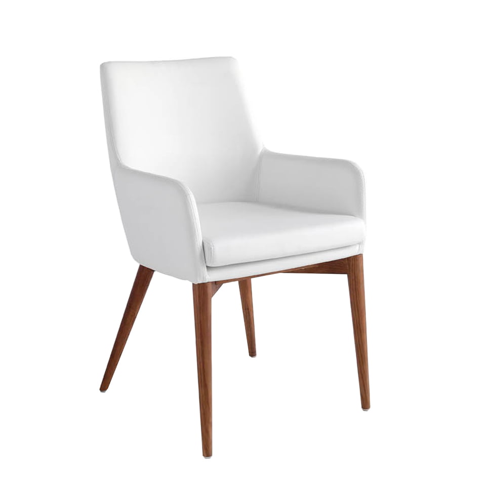 Chair upholstered in leatherette with Walnut colored wooden structure