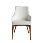 Chair upholstered in leatherette with Walnut colored wooden structure