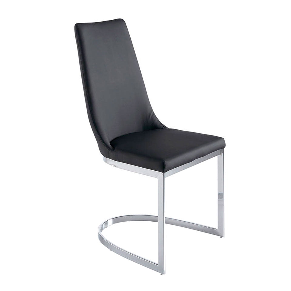 Chair upholstered in leatherette with chromed steel...