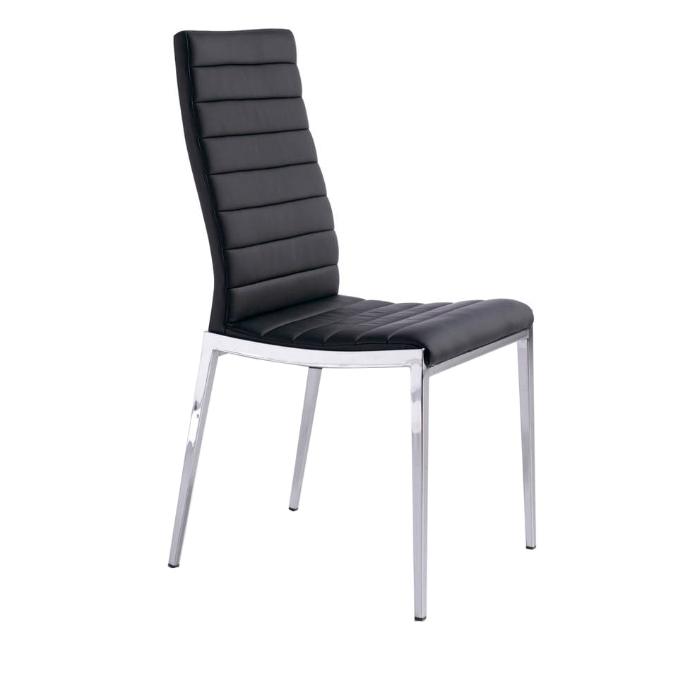 Chaise rembourrée en similicuir avec structure en acier chromé