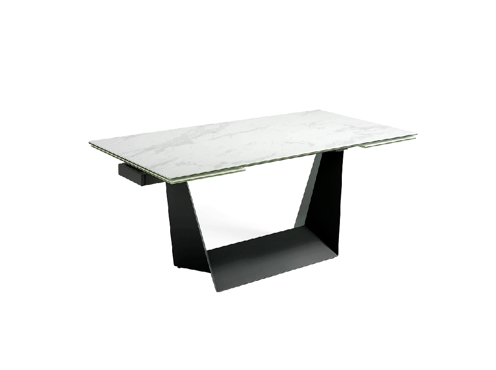 Extendable porcelain and black steel dining table