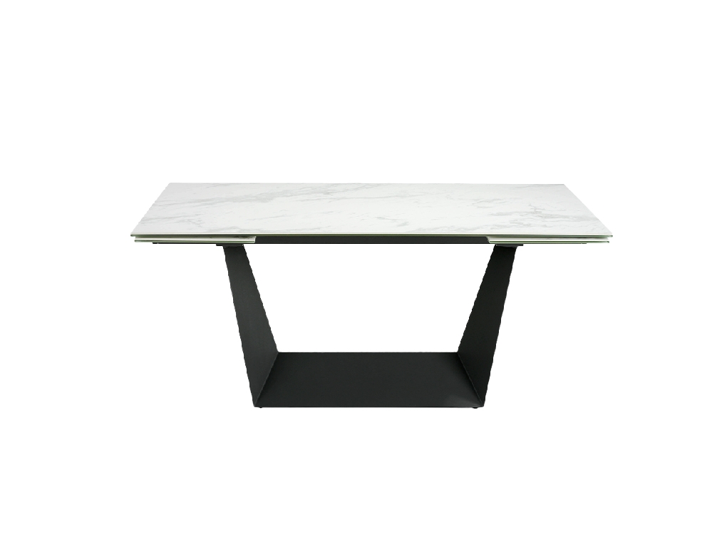 Extendable porcelain and black steel dining table