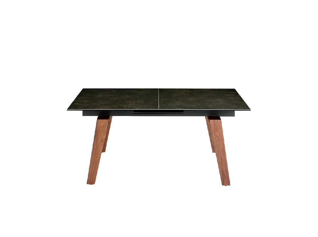 Extendable porcelain and walnut wood dining table