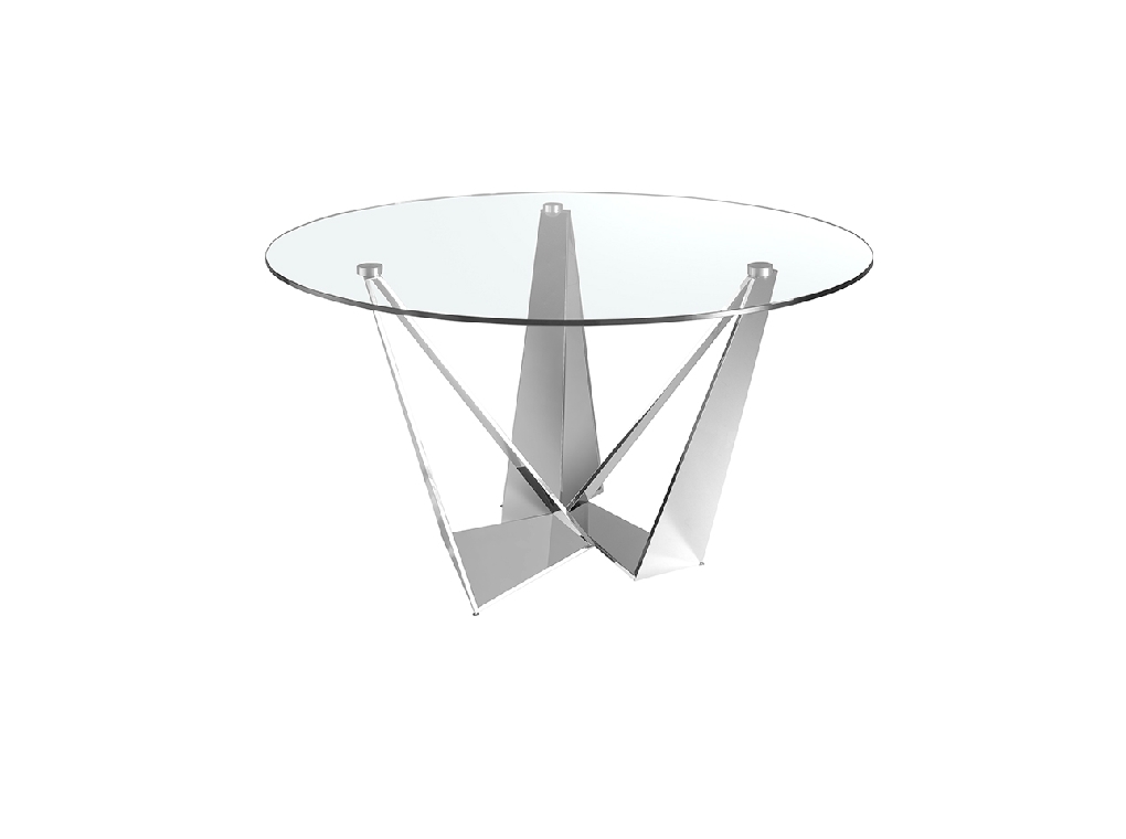 Glass and chrome steel dining table