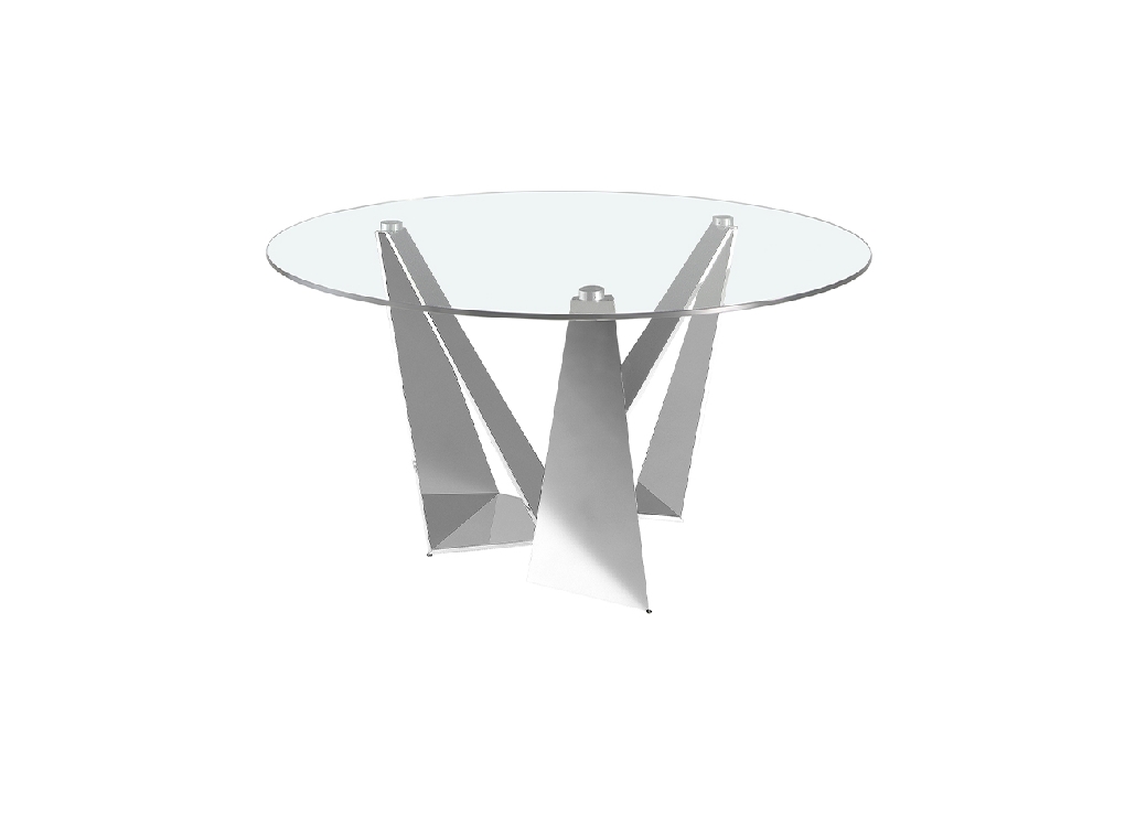 Glass and chrome steel dining table