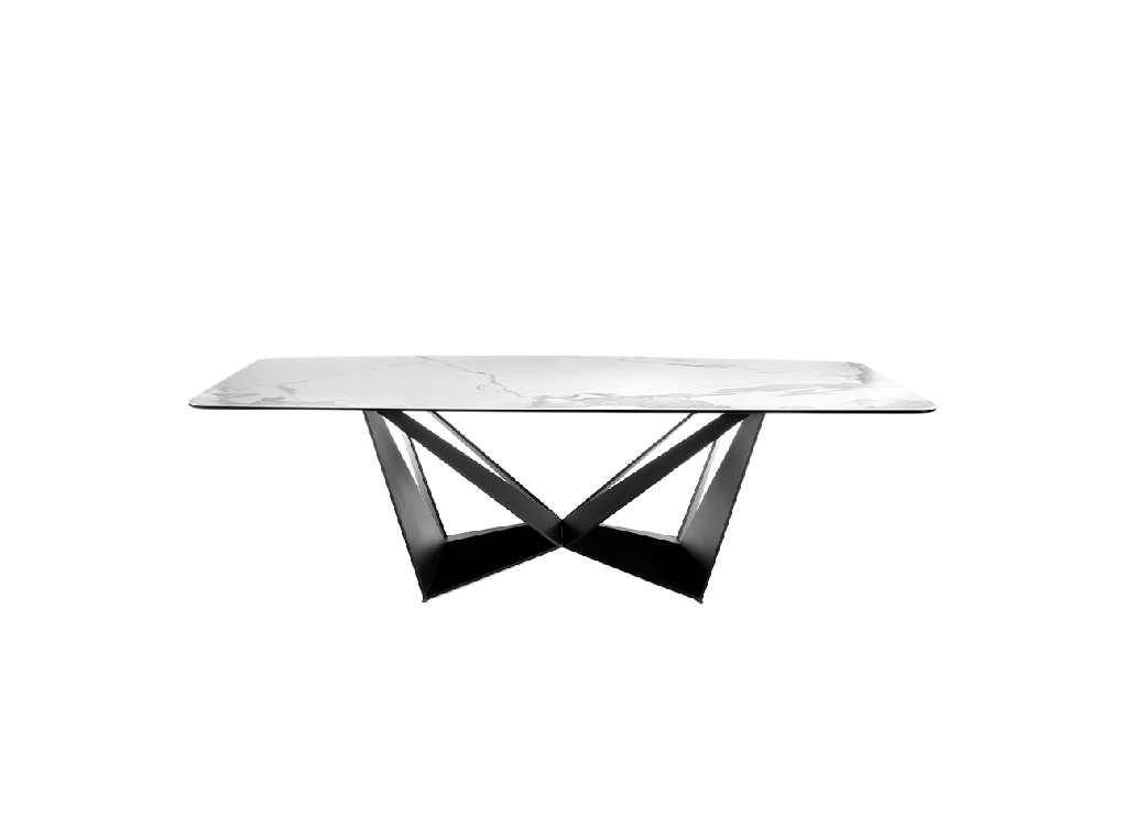 Porcelain and chrome steel dining table