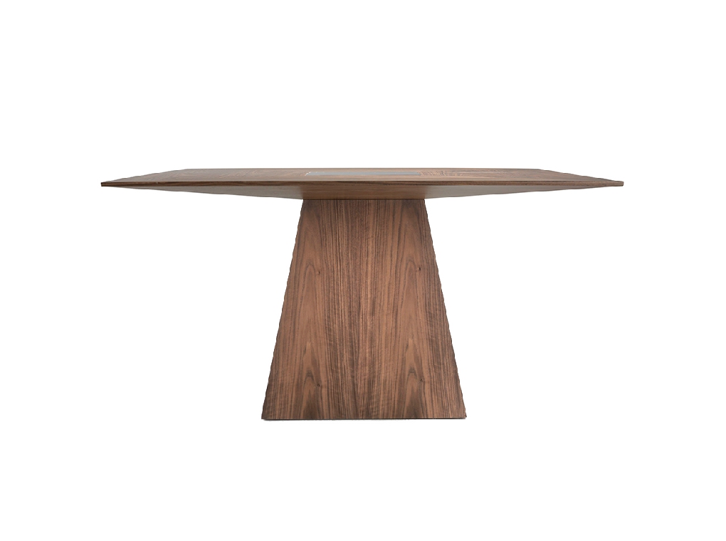 Walnut wood dining table with black tinted glass Walnut wood dining table with black tinted glass