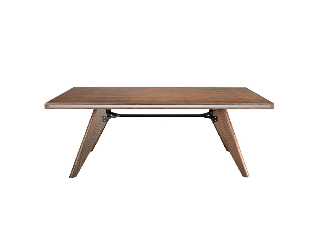 Walnut wood dining table with mirrored glass Walnut wood dining table with mirrored glass